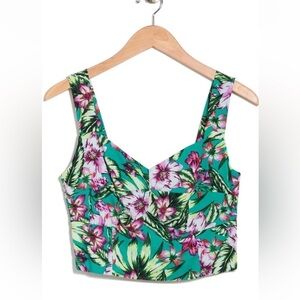 NWT Walter Baker Tropical Floral V Neck Crop Top Size Large